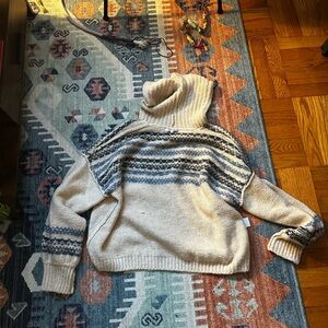 Madewell Cream and Black Knit Sweater